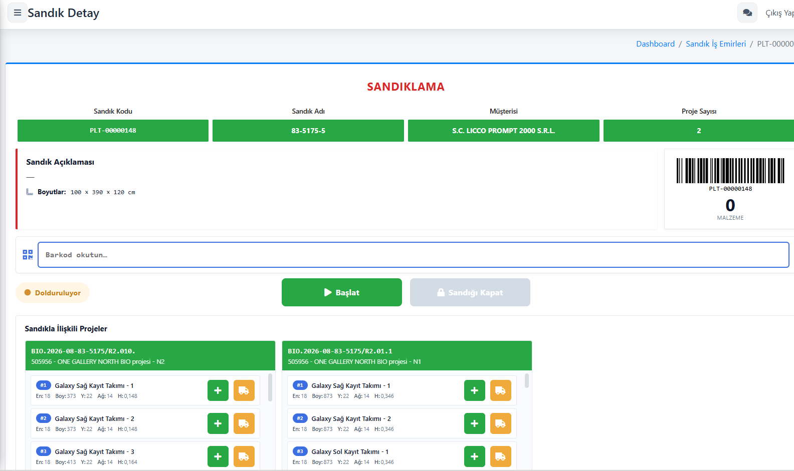 4×6 pergolanın tablette sandıklama ekranı